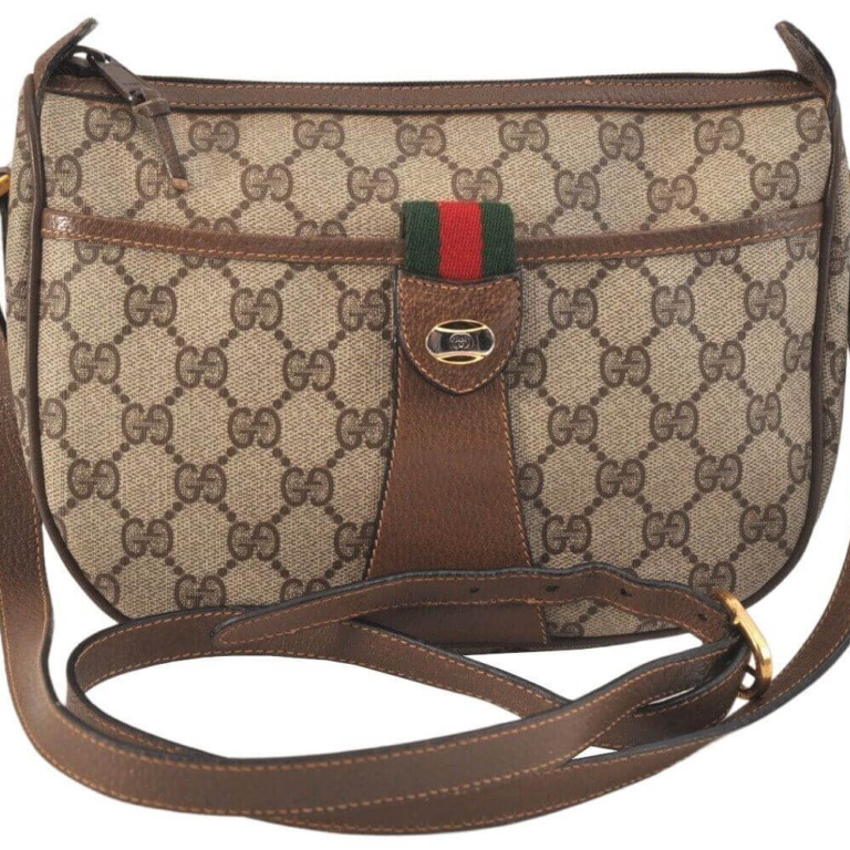 GUCCI Web Sherry Line Shoulder Bag GG PVC Leather