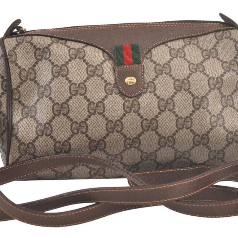 GUCCI Web Sherry Line Shoulder Cross Bag GG PVC Leather