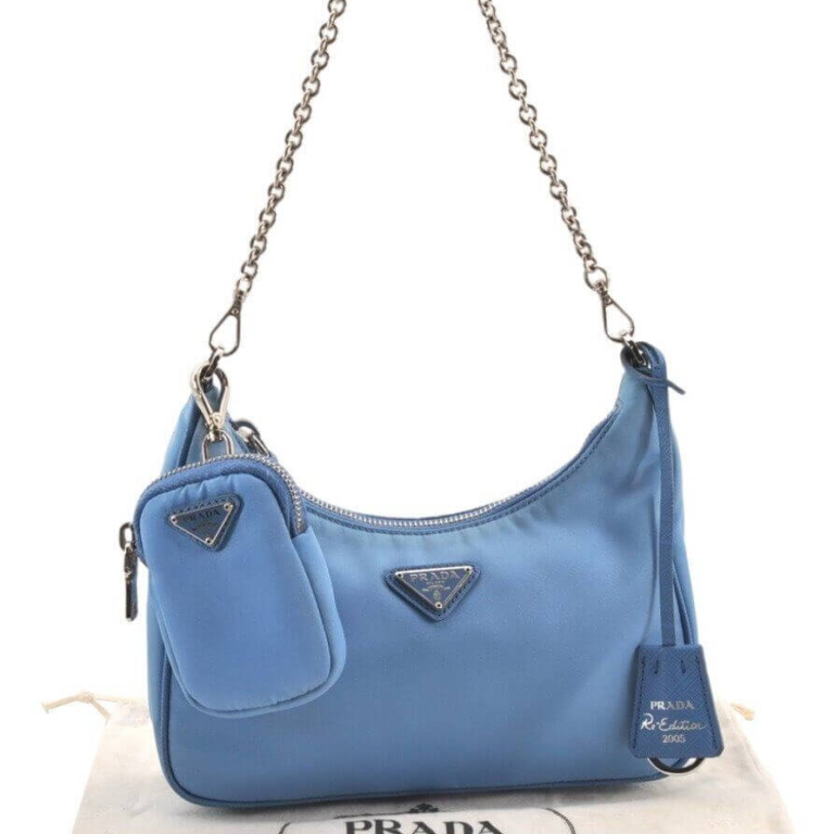 PRADA Nylon Tessuto Saffiano Leather Chain Shoulder Bag