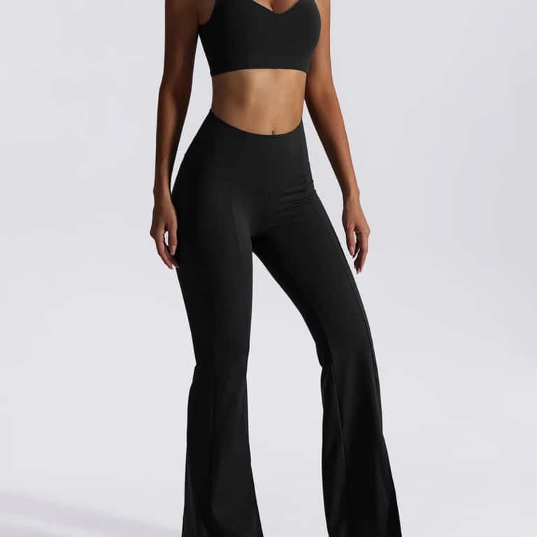 Flared Front-split High-waisted Leggings