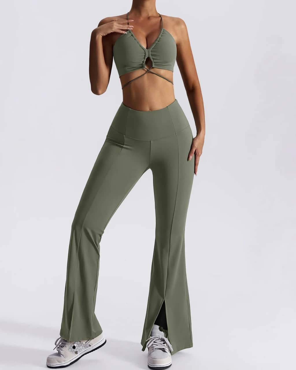 Flared Front-split High-waisted Leggings