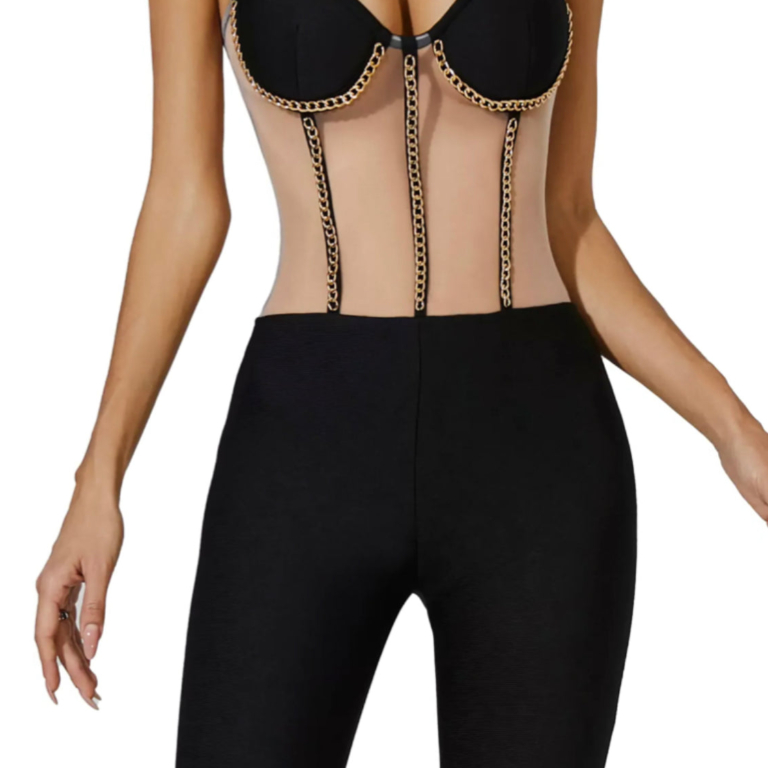 Mesh Flared Jumpsuit