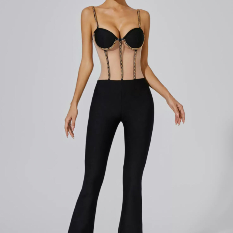 Mesh Flared Jumpsuit