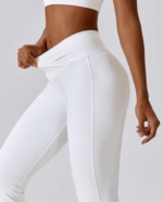 Crossover High-Waisted Flare Leggings – Comfortable